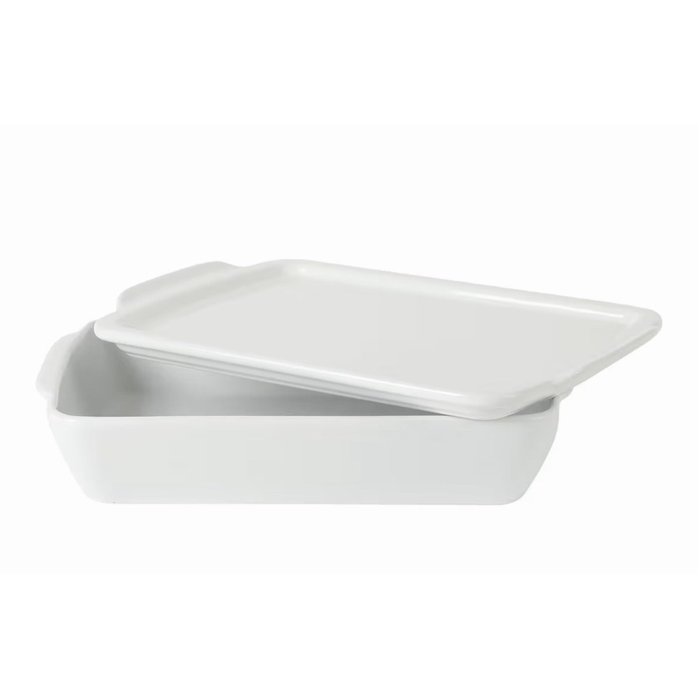 Baking Dish New White Stoneware 8x6 Covered Baking Dish W/Multi-Purpose Lid
